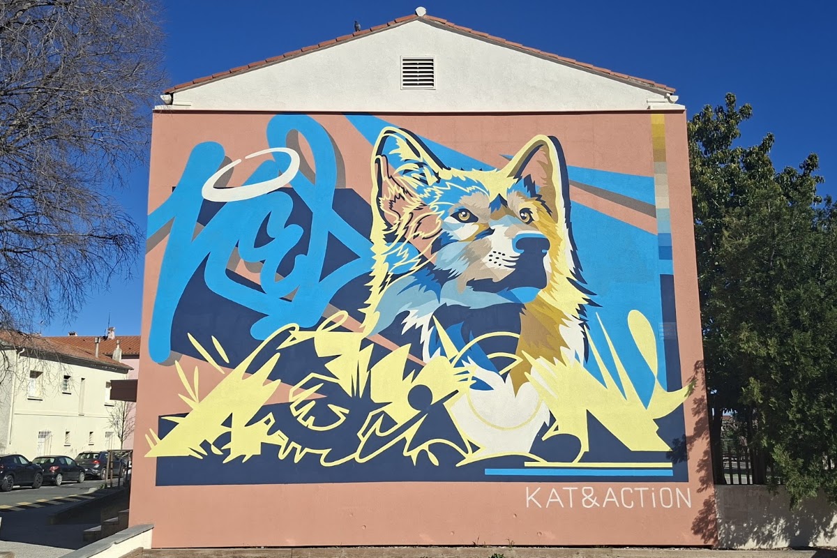Mural « Louve colorée » by Kat & Action